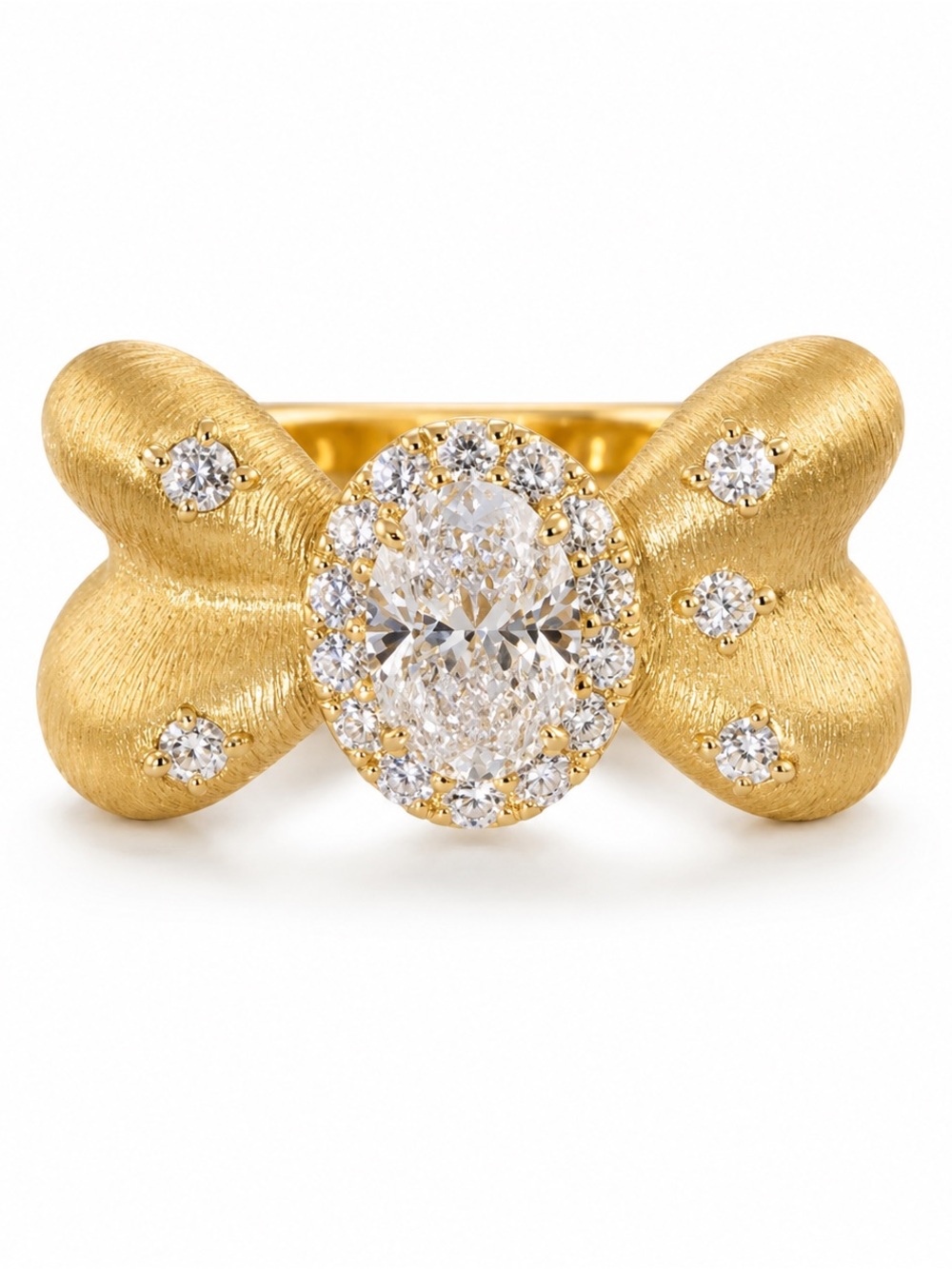 NEW vintage style Brushed 14k Gold Filled Lab Diamond Adjustable Ring